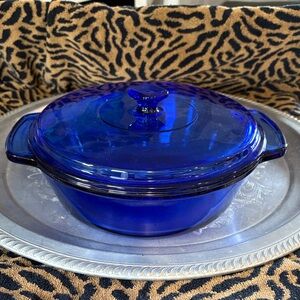 Anchor Hocking Cobalt Blue Glass Casserole Lid